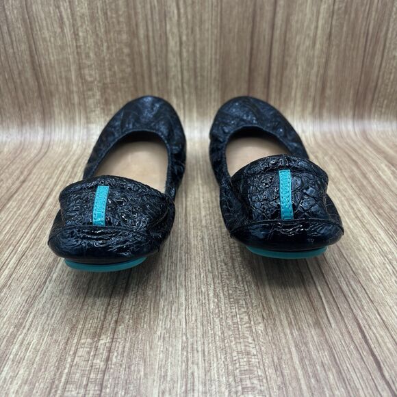 Tieks by Gavrieli Women Size 10 Foldable Ballet Flats Obsidian Black Croc Patent - Picture 10 of 16